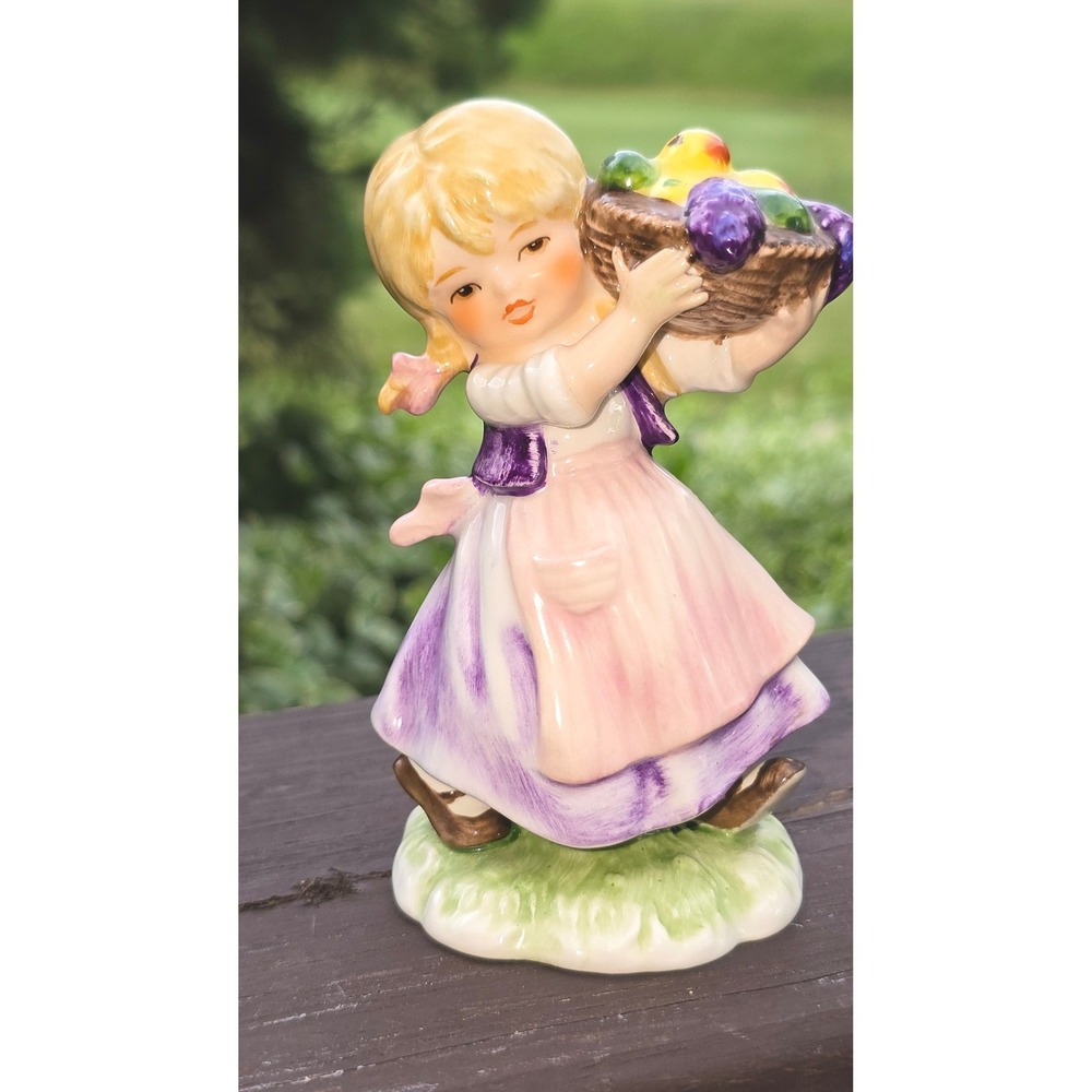 Vintage Goebel Girl with Basket of Fruit Porcelain Figurine
